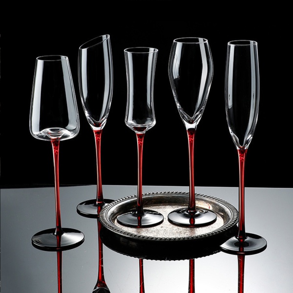 Рюмка 235мл шампанка 2шт красная нога Ruida