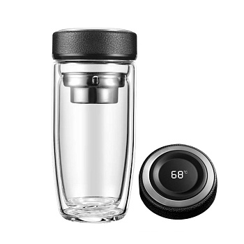 Термокружка 0,4л стекло с датчиком