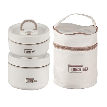 Термос для еды сталь 2 шт+сумка 11,5*8,5+11,5*6,5 серый Bento