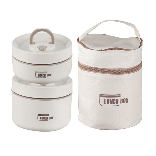 Термос для еды сталь 2 шт+сумка 11,5*8,5+11,5*6,5 серый Bento