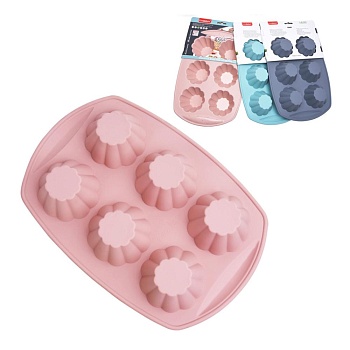 Форма для кексов силикон, цветок 6 ячеек 30*20*4*7см.