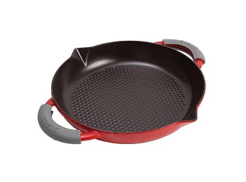 Сковорода соты 28см. силиконовые ручки вишневая