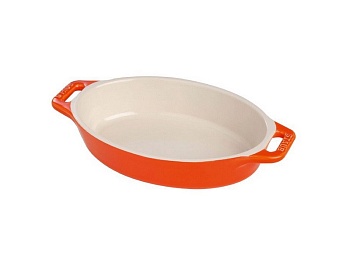 Лоток овальный керамический, 29см оранжевый