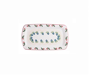 Блюдо керамическое, прямоугольное 29,5*14,5см. Деревенский сад