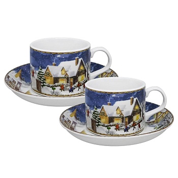 Чайная пара 160мл, 2 персоны Новогодняя деревня