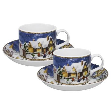 Чайная пара 160мл, 2 персоны Новогодняя деревня