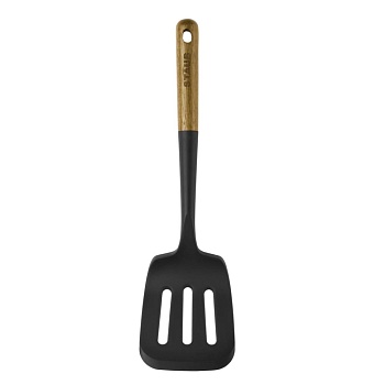 Лопатка перфорированная 31см силикон, деревянная ручка/