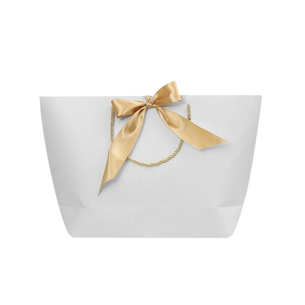 Пакет бумажный 37*25*11 см. горизонтальный белый Бант