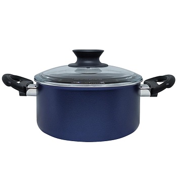 Кастрюля антипригарная низкая с крышкой 24см. Turtle