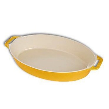 Лоток овальный керамический, 37см. Лимон