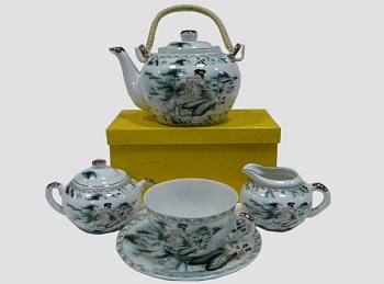 Сервиз чайный 15 предметов 6 персон Японка с флейтой