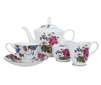 Сервиз чайный 15 предметов 6 персон Пионы