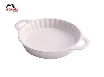 Лоток для пирога 24см. керамический, белый