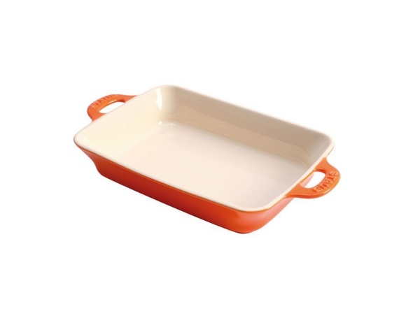 Лоток прямоугольный керамический, 27*20см. Оранжевый