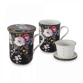 Кружка заварочная 300мл Полночные цветы в подарочной упаковке