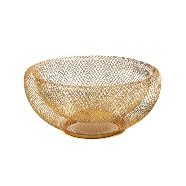 Фруктовница двойная, сталь 25*10см золотая