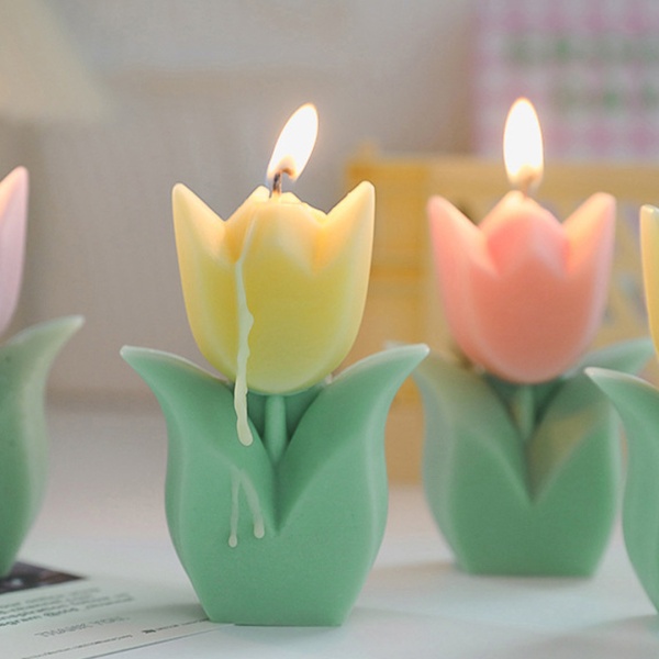 Свеча ароматическая 9*6,5 см тюльпан розовый