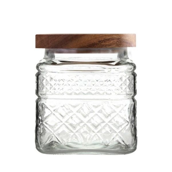 Банка квадратная 11,5*13,5см 1400мл акация Деревня