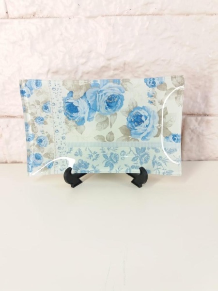 Лоток прямоугольный 15*9см. Blue Flowers