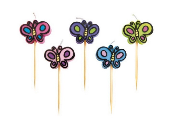 Свечи для торта 5предметов Бабочки