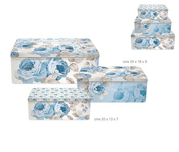 Набор банок прямоугольный 3 предмета Blue Flowers