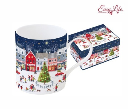 Кружка 350 мл., Новогодняя сказка. Деревня