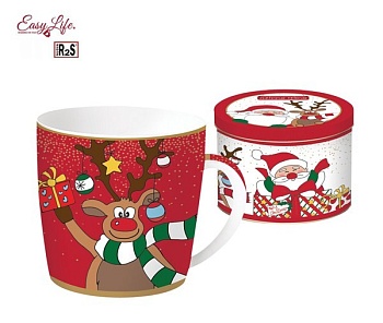 Кружка 350мл. Олень красный 2 предмета