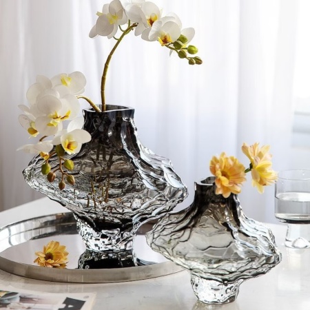 Ваза 23*26*8,5см, серая Воронка