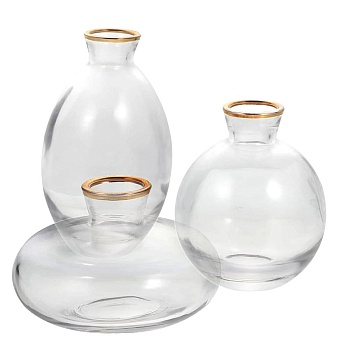 Ваза 3штуки  6-9-12см Золотая кайма