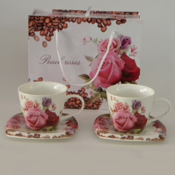 Чайные пары 2 персоны Персиковые розы