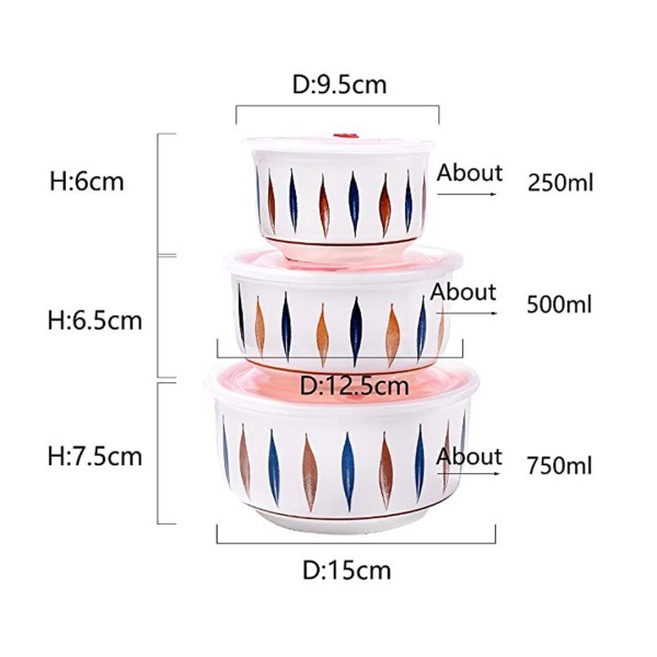 Салатник с крышкой 3 штуки 11см, 13,5см, 16см керамический