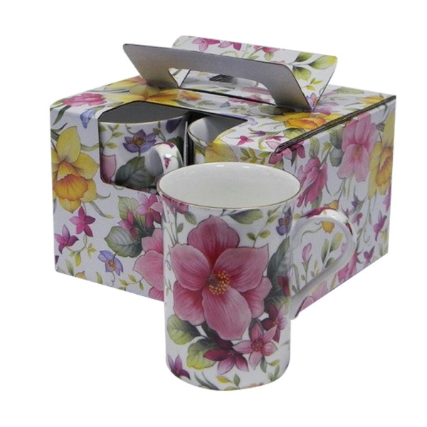 Набор кружек 4шт Розовый Эдельвейс в подарочной упаковке