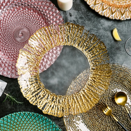 Блюдо стекло, 33см. золото