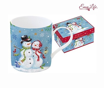 Кружка 350 мл. Новогодняя сказка. Снеговики