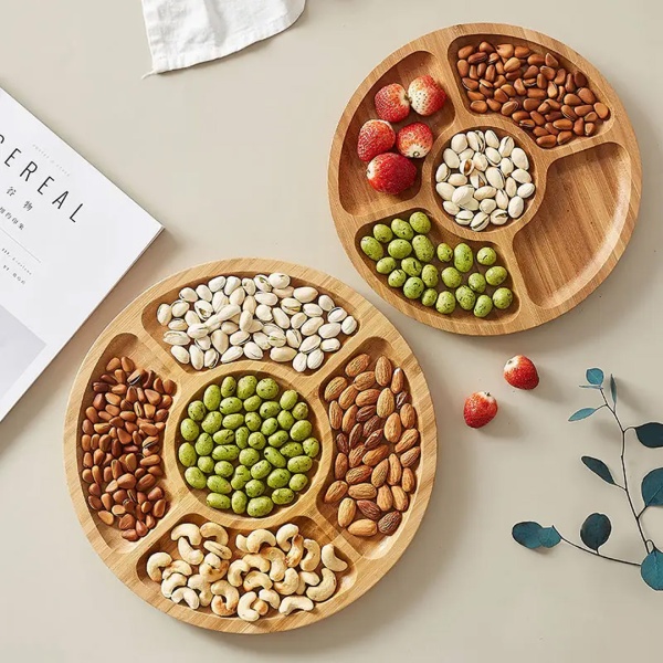 Менаж круглый 25 см, 5 отделений, дерево