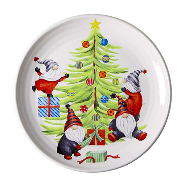 Тарелка 22 см керамическая Гномики с подарками