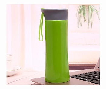 Термос 0,3л. сталь зеленый силикон держат