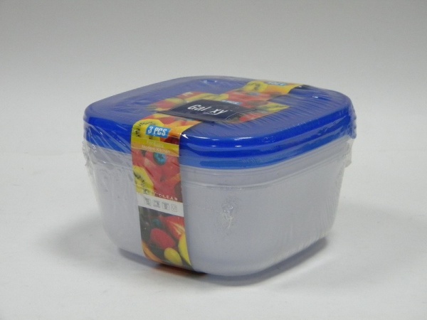 Набор салатников с крышкой квадратные, синие 6 предметов Microwave