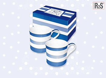 Набор кружек 2шт, 350мл., Stripes Blue в подарочной упаковке