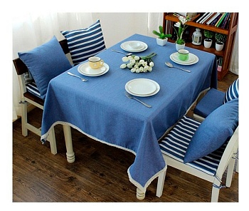 Скатерть 145*220см. Кружево синяя