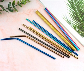 Трубочка для напитков, сталь 21см*1см.