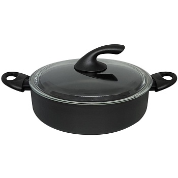 Сковорода антипригарная 26см стеклянная крышка 2 ручки Black Beauty