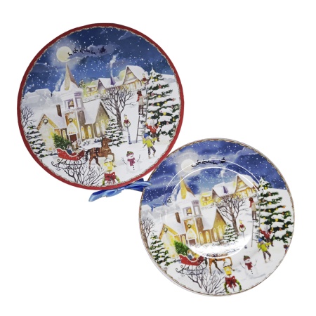 Тарелка 2штуки, 19см Новогодняя деревня