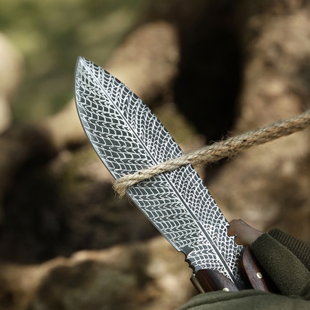 Нож 19,7-9,4 узор кожа, кожаный чехол 4Cr13