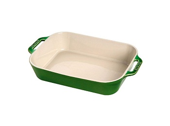 Лоток прямоугольный керамический, 34*24см. Зеленый базилик