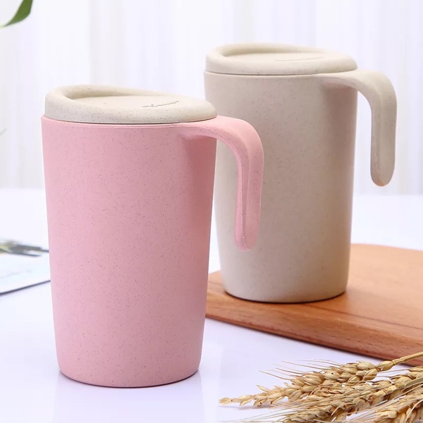 Кружка с крышкой 350 мл., пшеничная солома