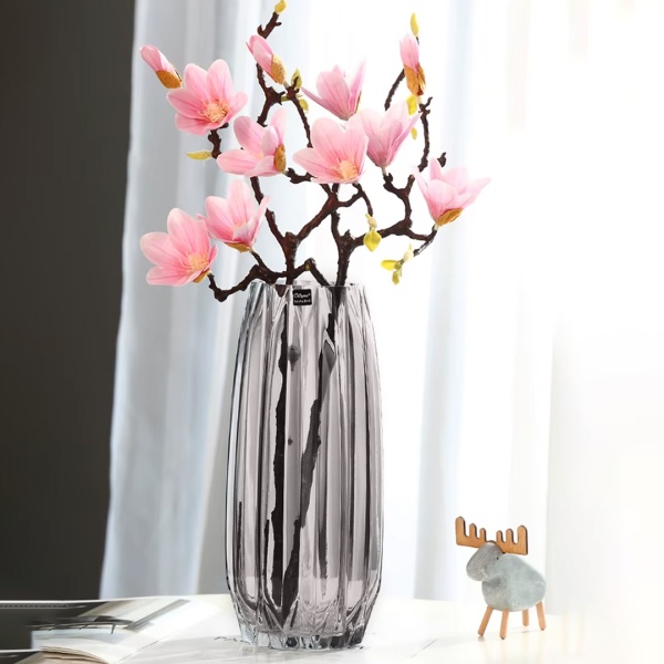 Ваза  29см, серая Цветок