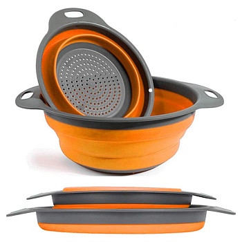 Дуршлаг силиконовый, оранжевый 18,5 см.
