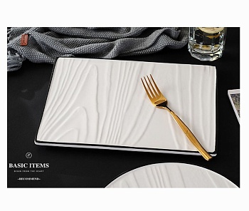 Блюдо прямоугольное  30*21см. белое, Tree