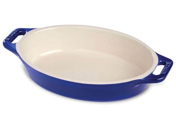 Лоток овальный керамический, 37см. Темно-синий